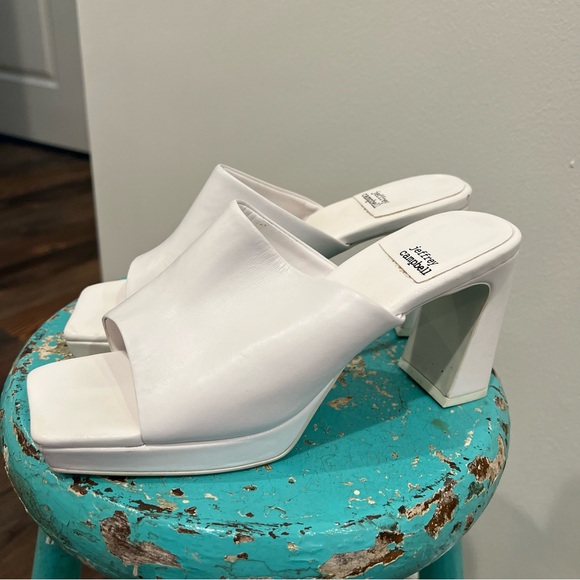 Jeffrey Campbell white platform slide high heeled sandals size 8 vegan leather - Picture 3 of 13